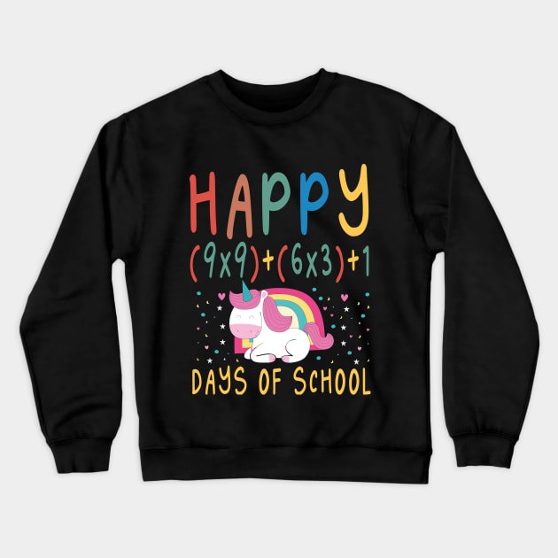 Happy 100 Days Of School Math Formula / 100th Day of Virual School / 100 Days of School / Virtual Learning / Cute Gift for Boys and Girls / Cute unicorn / Virual Teacher Crewneck Sweatshirt by First look